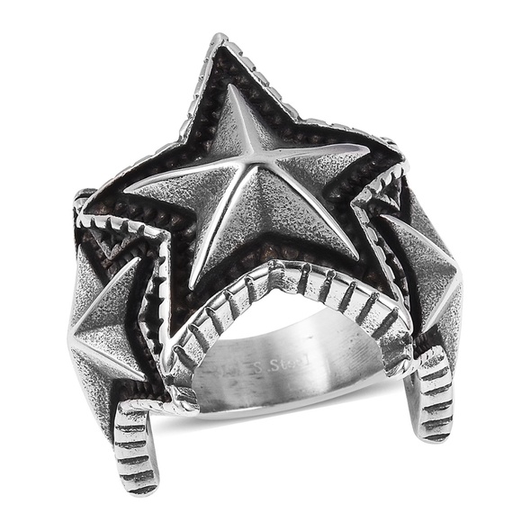 Other - Black Oxidized Stainless Steel Star Men's Ring